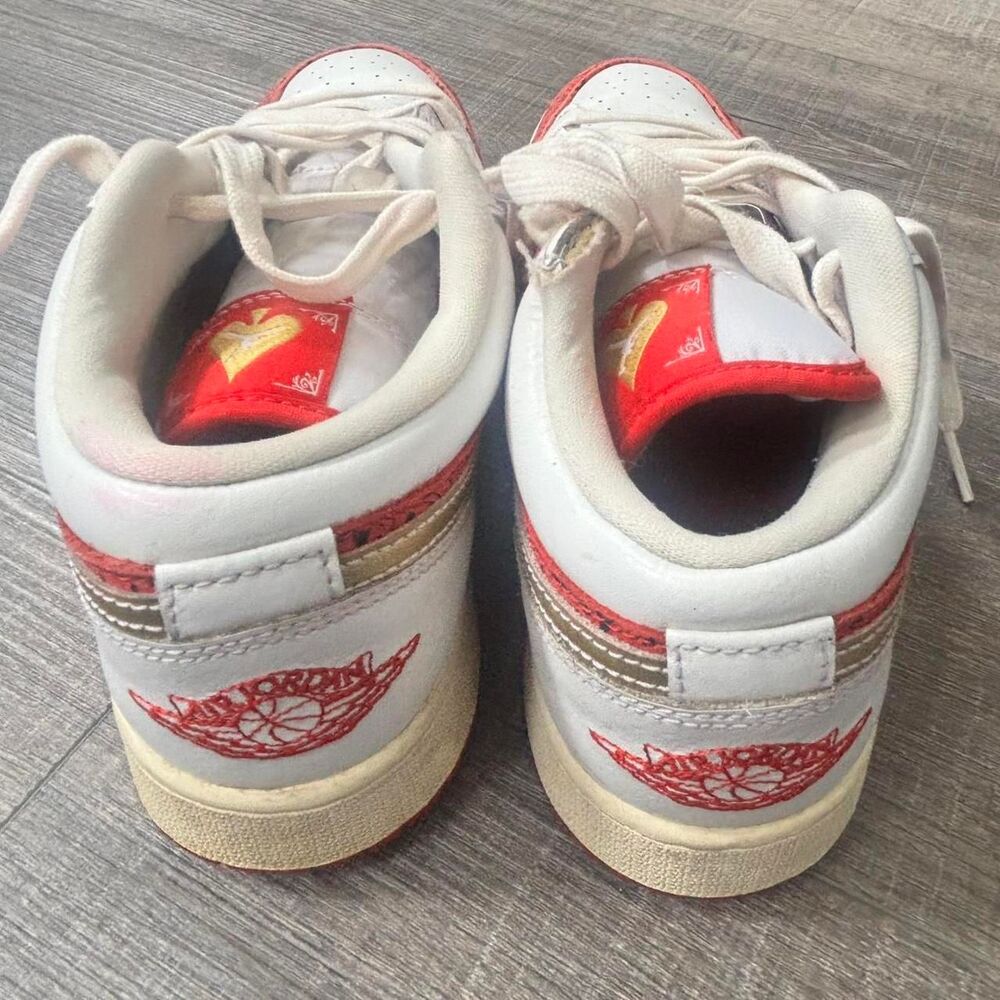 Jordan Women's Red and White Trainers - Picture 5 of 7
